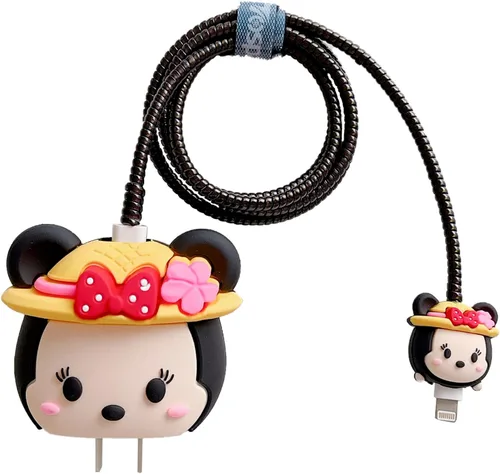 Vista 25 de Bonita funda protectora 3D de dibujos animados para cargador de pared, compatible con adaptador de corriente USB-C de 20 W de Apple y cable