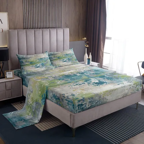Vista 20 de Erosebridal Juego de sábanas tamaño individual con estampado de teñido anudado en acuarela, degradado beige y gris, para niños y adolescentes, juego