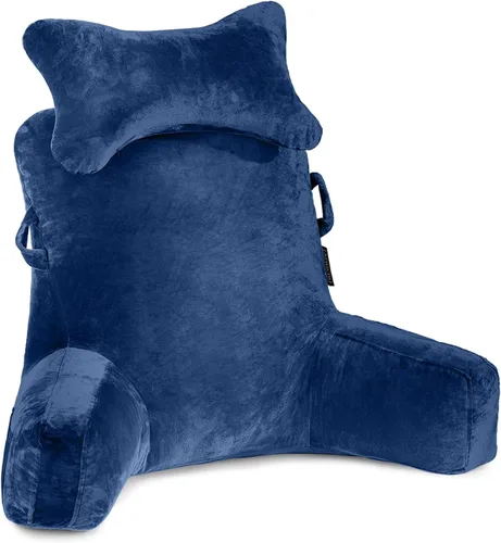 Vista 15 de SLIGUY Almohada de lectura, almohada de descanso para cama con rollo de cuello desmontable y brazo de apoyo superior para sentarse en la cama, sofá