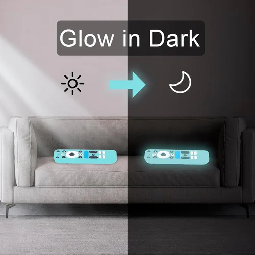 Vista 3 de Paquete de 2 fundas luminosas para control remoto compatibles con Google TV Box 4K Pro 2025, funda a prueba de golpes para control remoto Onn Google