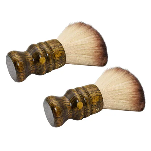 Vista 3 de Cepillo profesional para el cuello de la peluquería de 2 piezas con mango de madera, cepillo de barrido de pelo y kits de corte