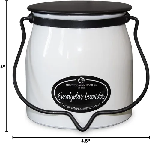 Vista 8 de Milkhouse Candle Company - Eucalipto Lavanda - Colección Creamery - Velas de soja con doble mecha de algodón de 16 onzas con cera de abejas - Largo