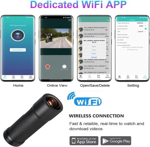 Vista 4 de VSYSTO Cámara de bicicleta, WiFi 2K con pantalla de temperatura, luz trasera, visión nocturna gran angular de 170°, lente SONYIMX335, impermeable