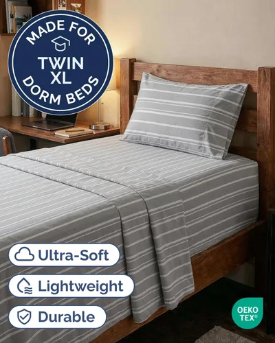 Vista 333 de Extra Deep Twin XL Sheet Set - 3 Piece College Dorm Room - White 01-Blanco