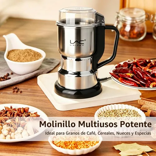 Vista 7 de Molinillo de café eléctrico y molinillo de especias, molienda rápida de 150 W con cuchillas de acero inoxidable, incluye cepillo de limpieza