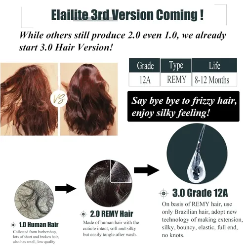 Vista 2 de Elailite Toppers para el cabello para mujeres con cabello ralo, topper de cabello humano real con flequillo, delgado, 5.1"x2.8" base de seda, Marrón