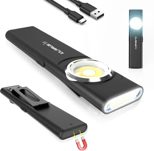 Vista 11 de Klarus E5 2 piezas de linterna de bolsillo, linterna recargable EDC, súper delgada 4.2x1x0.3 pulgadas, 600 lúmenes, puerto USB-C, IPX4, fuente