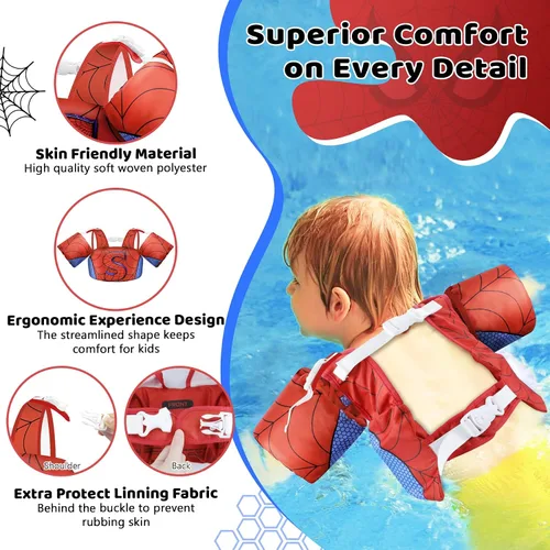 Vista 4 de Vvinca Puddle Kid Jumper for 22-66Lbs,Toddlers Pool Floaties Age 2-6 02-Superhero