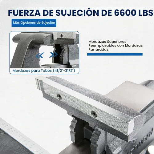 Vista 4 de Forward CR40A - Tornillo de banco de 4.5 pulgadas resistente con yunque y base giratoria de 210° 6,600LBS Clamping Force 4.5" Jaw Width, 5" Max