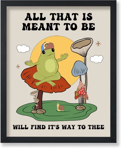 Vista 78 de Poster Master All That Is Meant To Be Poster - Retro Frog on Mushroom Print - Meditation Art - Motivational Design - Preppy Print - Trendy Decor