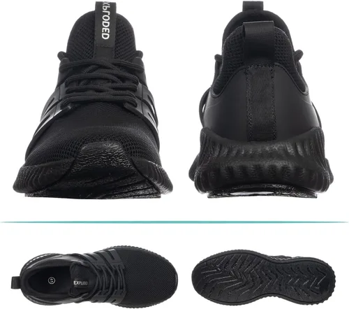 Vista 6 de Zapatos de tenis para caminar para hombre, transpirables, atléticos, para correr, con cordones, cómodos, de espuma viscoelástica