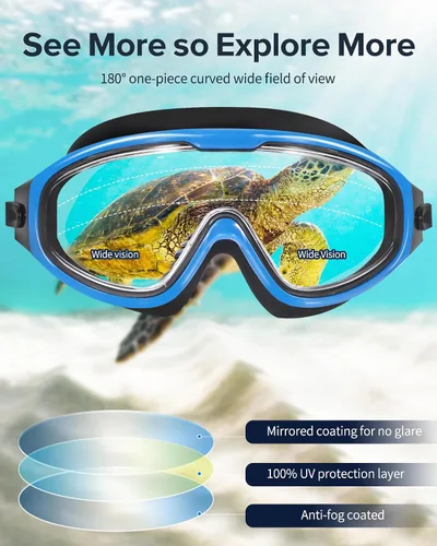 Vista 6 de Gafas de natación, visión amplia, visión clara, gafas de natación para adultos, protección UV antivaho, sin fugas, gafas de piscina