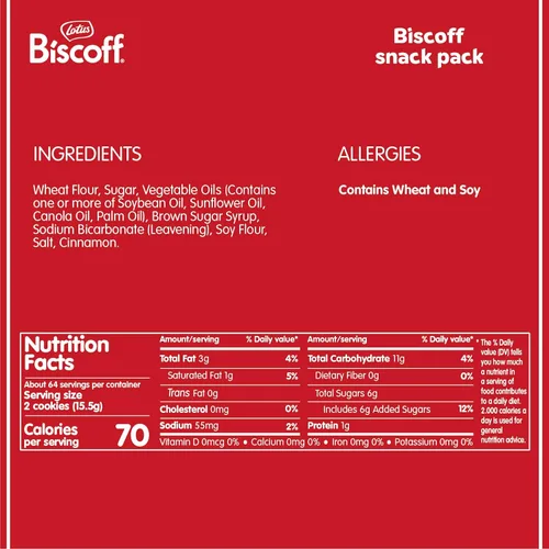 Vista 2 de Lotus Biscoff Galletas caramelizadas, 64 paquetes individuales, veganas Individually wrapped biscuit cookies per two – no artificial colours or