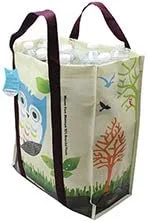 Vista 2 de Juego combinado laminado XL y mini bolsas de compras reutilizables tejidas para comestibles, hechas con un mínimo de 95% de plástico reciclado
