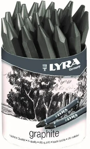Vista 4 de Lyra Crayones de grafito, dureza 2B, no solubles en agua, juego de 12 crayones color negro (5620102)