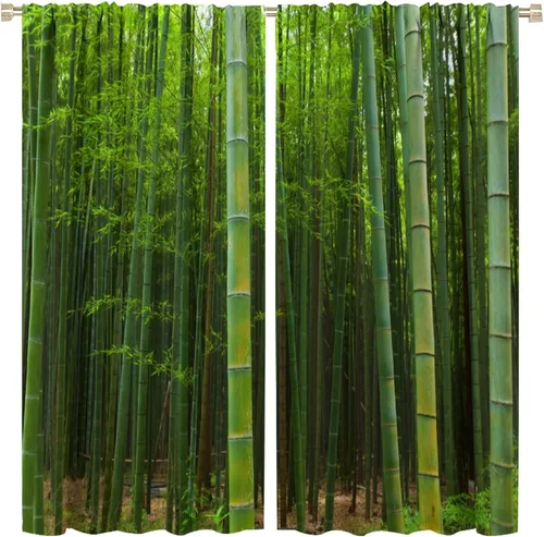 Vista 26 de Cortinas de bambú 3D impresas para exteriores, cortinas de bambú natural japonés zen, sala de estar, cocina, bolsillo para barra, cortinas