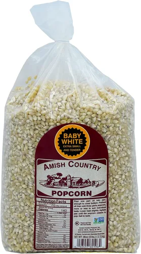 Vista 2 de Amish Country Popcorn - Paquete de palomitas de maíz color blanco bebé (bolsa de 6 libras) y de silicona azul Palomitas de maíz pequeñas y tiernas