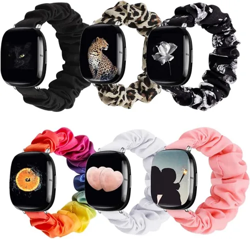 Vista 11 de GTHY Compatible con bandas Fitbit Sense/Versa 3/Versa 4/Sense 2, para mujeres, correas de repuesto de tela de coletero, accesorios, talla L