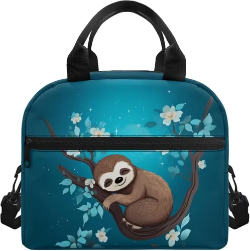 Vista 18 de Showudesigns Bolsas de almuerzo de flores de mariposa para mujer, lonchera aislada, bolsa de almuerzo reutilizable con correa ajustable