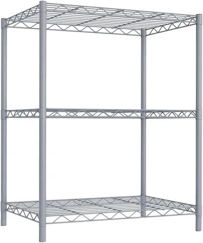 Vista 4 de Home Basics Unidad de almacenamiento de estantería de alambre (3 niveles, gris)