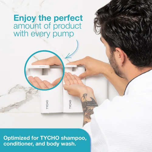 Vista 5 de TYCHO Dispensadores de ducha y champú hidratante y acondicionador hidratante (2+2) – No necesita herramientas para champú y acondicionador Champú