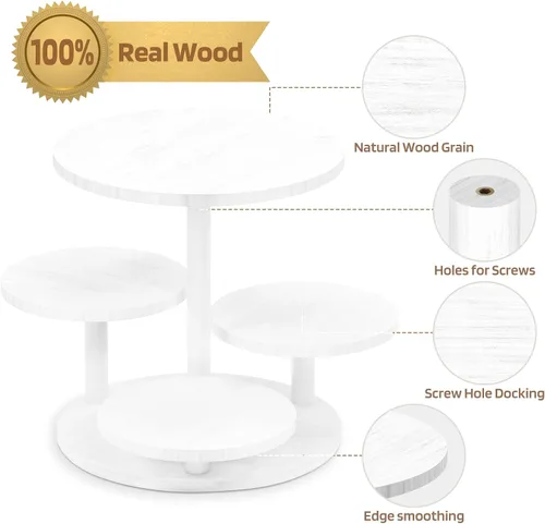 Vista 10 de HURZMORO Soporte redondo de 4 niveles para 50 cupcakes, soporte de madera para pasteles con decoración de bandeja escalonada, decoración de bandeja