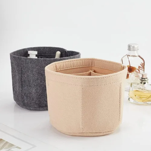 Vista 6 de WADORN Inserto organizador de bolso de fieltro, forro de inserción de bolso para LV Cannes, organizador de bolsa redonda con forma de barril, bolsa