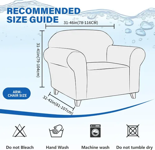 Vista 5 de MAXIJIN Funda impermeable para sillón de sala de estar, 1 pieza elástica con brazos, protector de muebles lavable para perros y mascotas (S, café)