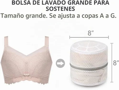 Vista 2 de Muchfun 3 bolsas para lavar sujetadores, bolsas de malla hexagonal para ropa delicada, lencería, ropa íntima y ropa interior 8 x 8 x 8 pulgadas