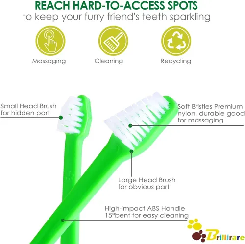 Vista 2 de Juego de 12 cepillos de dientes para perros, cepillos de dientes de silicona suave, limpieza de dientes de gato de doble cabeza y cuidado dental
