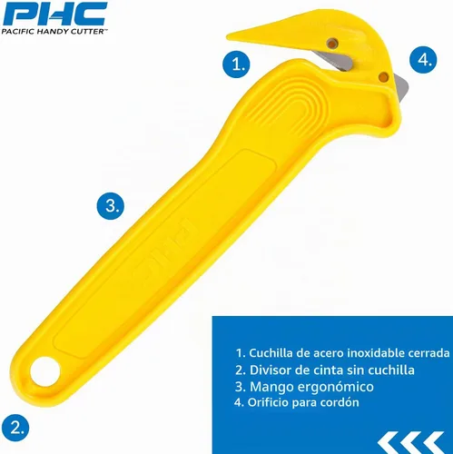 Vista 2 de Pacific Handy Cutter Cortador de Película Desechable Certificado NSF Seguro para Alimentos Cortacajas de Seguridad y Divisor de Cinta sin Cuchillas
