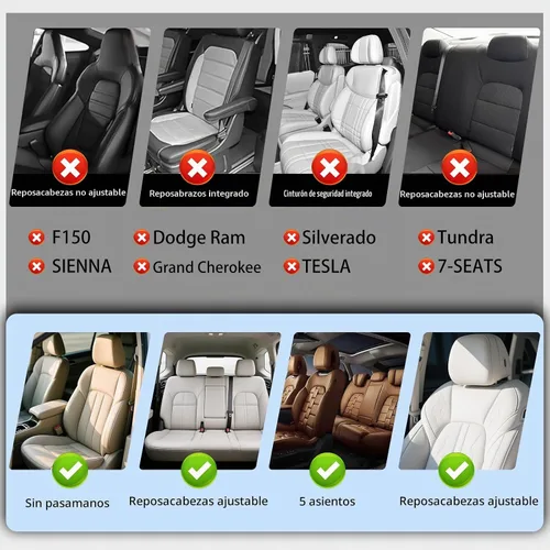 Vista 2 de NS YOLO Fundas de Asiento de Cuero de Cobertura Completa para Coches, SUV y Camiones, Protector de Asiento de Coche, Fundas de Asiento de Automóvil