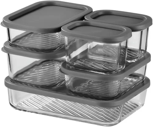 Vista 14 de EATEX Paquete de 6 recipientes de vidrio para preparación de comidas con base ranurada, 6 recipientes de almacenamiento de vidrio apilables sin BPA