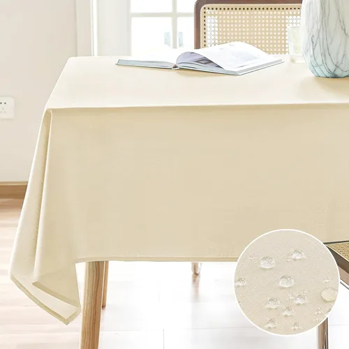 Vista 7 de AUSSPVOCT 2 manteles de lino texturizado para mesa rectangular, 52 x 70 pulgadas, mantel rectangular impermeable, lavable, tela para mesa