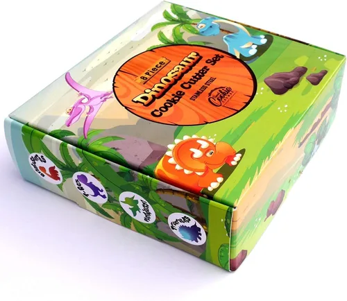Vista 2 de Juego de cortador de galletas de dinosaurio, 8 piezas, acero inoxidable