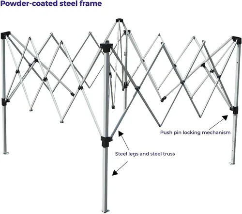 Vista 3 de Impact Canopy Carpa Desplegable con Patas Inclinadas de 10 x 10 Pies, Caqui - Sin Pared Lateral