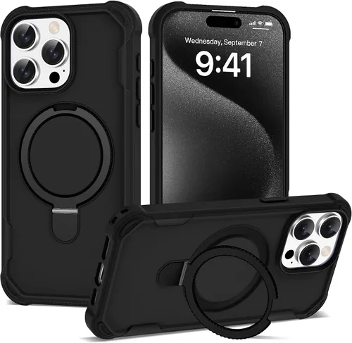 Vista 40 de Funda compatible con iPhone 12 y 12 Pro de 6.1 pulgadas con soporte de anillo magnético [protección militar contra caídas] [compatible con MagSafe]