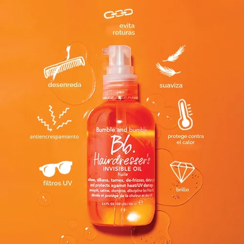 Vista 5 de Bumble and bumble. Hairdresser's Invisible Oil Frizz-Reducing Hair Oil Heat Protection, Frizz Control + Shine Curly, Wavy, Straight With