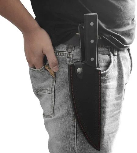 Vista 2 de DONGKER Funda para cuchillo, soporte vertical recto de cuero de 8 pulgadas para cuchillo de chef de cocina de 8 pulgadas