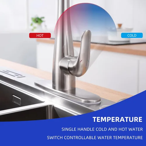 Vista 5 de Grifo de Cocina con Dispensador de Jabón y Pulverizador Extraíble - Grifo de Fregadero de Cocina de Acero Inoxidable con Una Sola Manija, Diseño