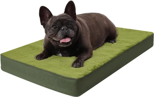 Vista 9 de KSIIA - Cama ortopédica para jaula de perro, impermeable, para perros pequeños, de felpa, lavable, con espuma tipo caja de huevo y funda Negro