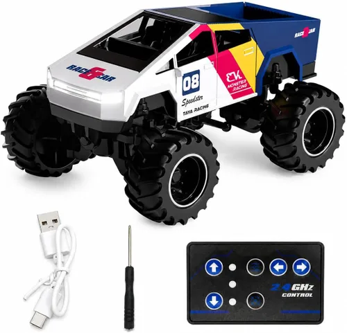 Vista 23 de 1:64 Mini RC Crawler Car, camión de control remoto de aleación con control de aplicación, controlador de 2.4 GHz, 3 modos de velocidad, luces LED