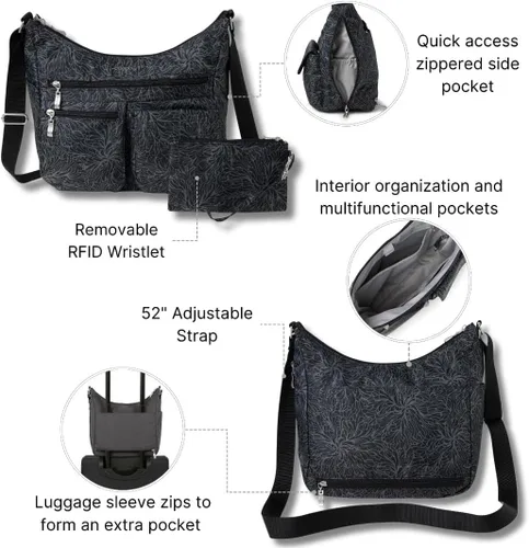 Vista 118 de Baggallini womens Everywhere Bagg Crossbody Women 11x9 Lightweight Nylon Hobo Water-resistant Travel Bag W/Rfid