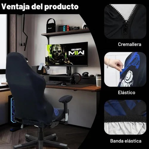 Vista 3 de Fundas para sillas de videojuegos, funda elástica para silla de computadora, funda ergonómica para silla de oficina, para protección contra arañazos