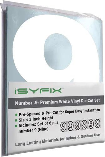 Vista 25 de iSYFIX - Calcomanías de vinilo blancas con número 0 (cero) - Juego de 6 unidades de 1.5 pulgadas autoadhesivas - Decalcomanías premium troqueladas