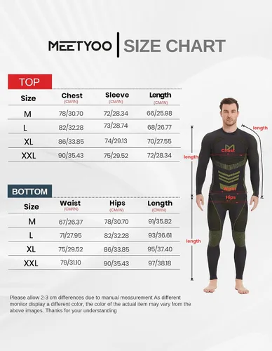 Vista 6 de MEETYOO Ropa interior térmica para hombre, equipo de invierno, largo, capa base, conjunto superior e inferior para esquiar y correr