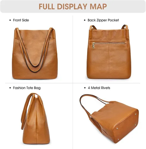 Vista 6 de Kattee Bolso de hombro de cuero suave para mujer con cierre magnético superior