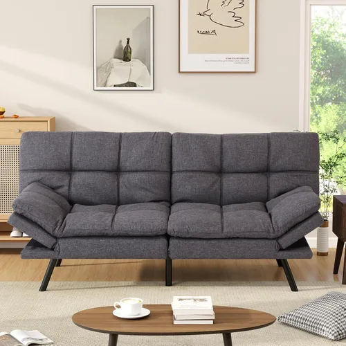 Vista 7 de Opoiar Sofá cama plegable de espuma viscoelástica convertible con reposabrazos y respaldos ajustables para espacios pequeños, oficina, estudio