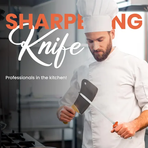 Vista 6 de Utopia Kitchen Cuchillo de acero afilado de 10 pulgadas que afila varilla de afilado de acero - negro