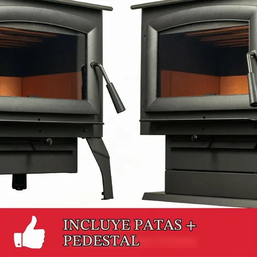 Vista 8 de Estufa de leña con pedestal ventilado independiente de Ashley Hearth, para interiores, con cajón de cenizas, acero, para 2,000 pies cuadrados